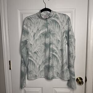 Tommy Bahama Every Day Active Palm Print Quarter Zip Top Size Large